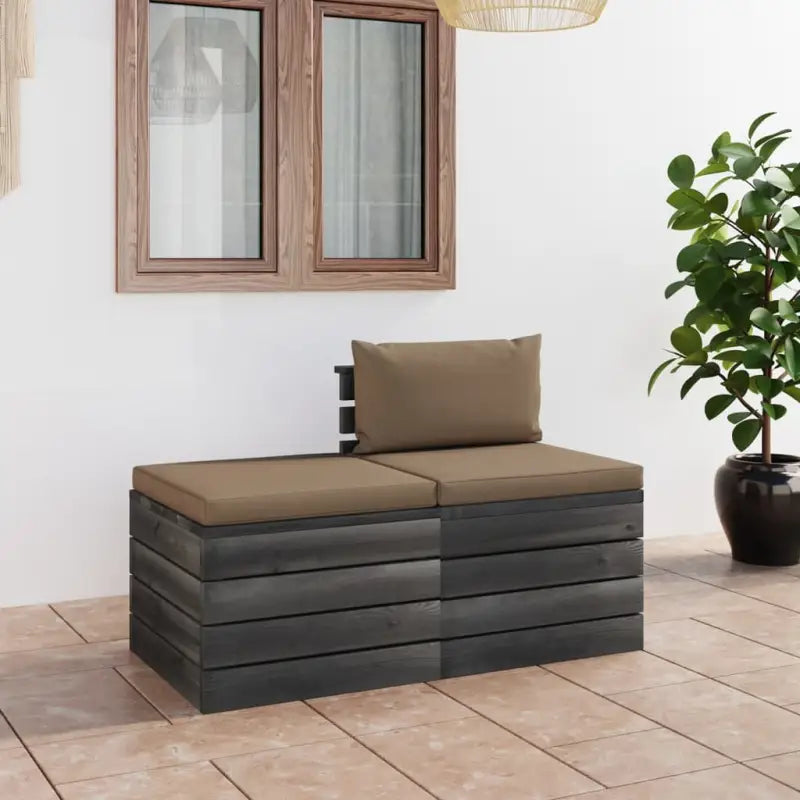 Pallet tuinset van massief grenenhout met comfortabele kussens - Taupe - Tuinsets