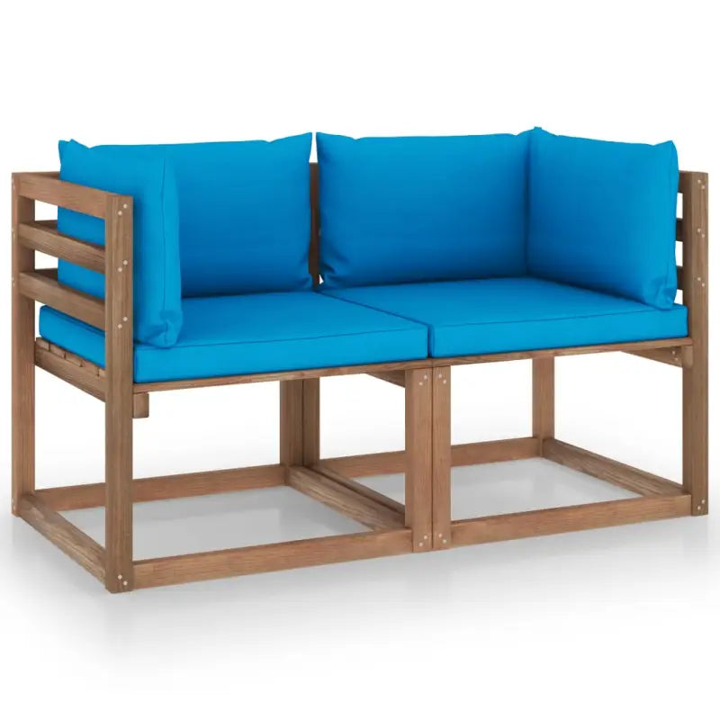 Pallet tweezitsbank van geïmpregneerd grenenhout voor jouw tuin - lichtblauw / 1 / Tweezitsbank - Tuinsets