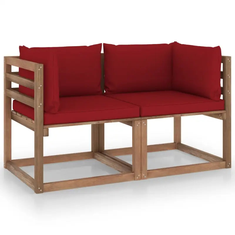 Pallet tweezitsbank van geïmpregneerd grenenhout voor jouw tuin - Wijnrood / 1 / Tweezitsbank - Tuinsets