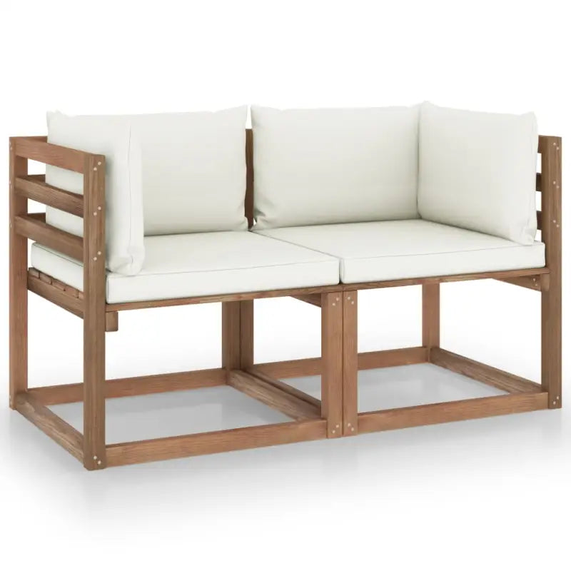 Pallet tweezitsbank van geïmpregneerd grenenhout voor jouw tuin - Crème / 1 / Tweezitsbank - Tuinsets