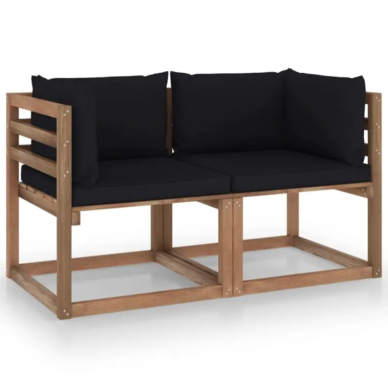 Pallet tweezitsbank van geïmpregneerd grenenhout voor jouw tuin - Zwart / 1 / Tweezitsbank - Tuinsets