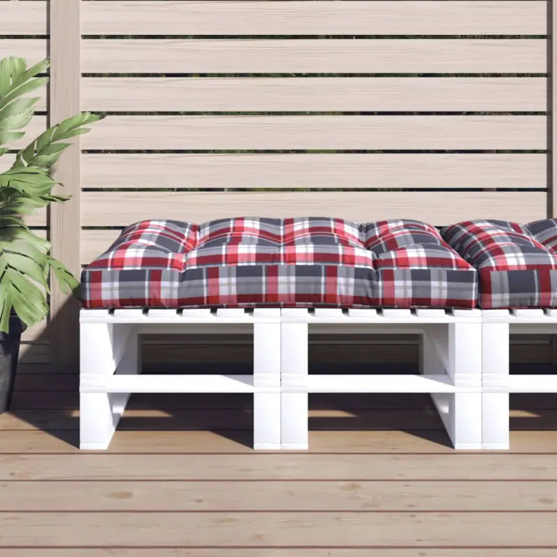 Palletkussen voor een frisse uitstraling en behoud van oorspronkelijke vorm - Rood ruitpatroon / 120 x 80 x 12 cm / 1