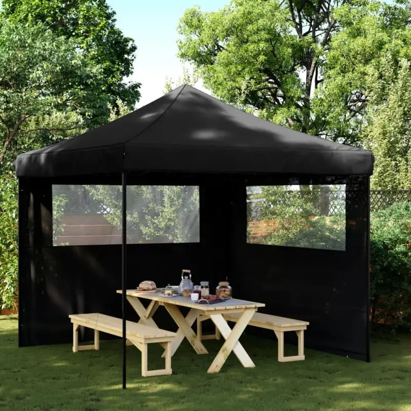 Partytent met roestvrij stalen frame voor buiten en tuinactiviteiten - Zwart / 1 / met 2 zijwanden - Partytenten &