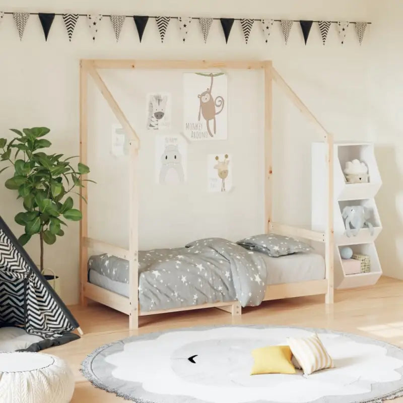 Peuter en Kinderbed met massief grenenhout voor een natuurlijke slaapkamer - Naturel / 70 x 140 cm - Peuter- &