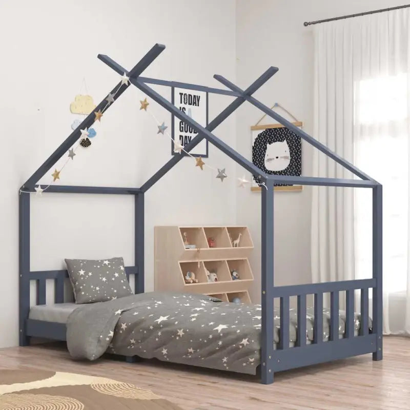 Peuter- en kinderbedden met massief grenenhout voor kinderen jonger - Grijs / 90 x 200 cm - Peuter- & kinderbedden