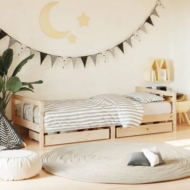 Peuter- en kinderbedden van massief grenenhout met tijdloos design - Naturel / 90 x 200 cm - Peuter- & kinderbedden