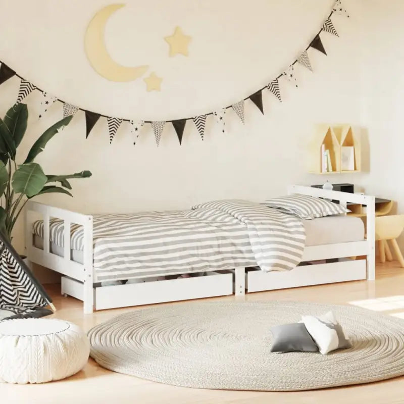 Peuter- en kinderbedden van massief grenenhout met tijdloos design - Wit / 90 x 200 cm - Peuter- & kinderbedden