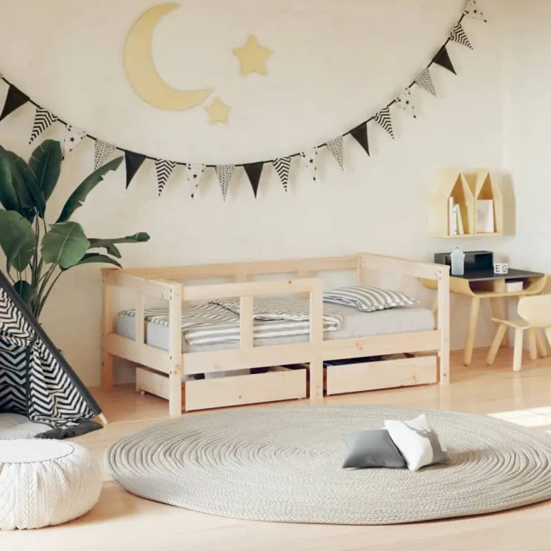 Peuter- en kinderbedden van massief grenenhout met tijdloos design - Naturel / 70 x 140 cm - Peuter- & kinderbedden
