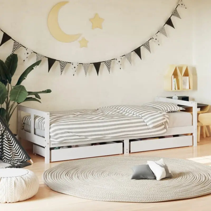 Peuter- en kinderbedden van massief grenenhout met tijdloos design - Wit / 80 x 200 cm - Peuter- & kinderbedden