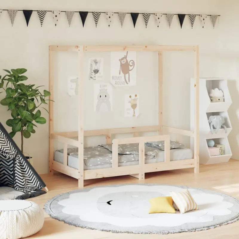 Peuterbed met massief grenenhout voor een natuurlijke slaapkamer - Naturel / 70 x 140 cm - Peuter- & kinderbedden