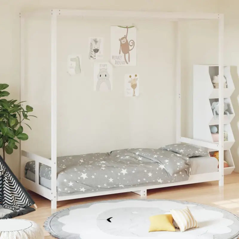 Peuterbed met massief grenenhout voor een natuurlijke slaapkamer - Wit / 80 x 200 cm - Peuter- & kinderbedden