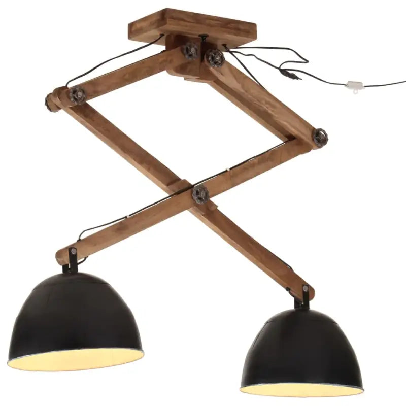 Plafondlamp in industriële stijl met massief mangohout en verweerd rood - Zwart / 1 - Lampen