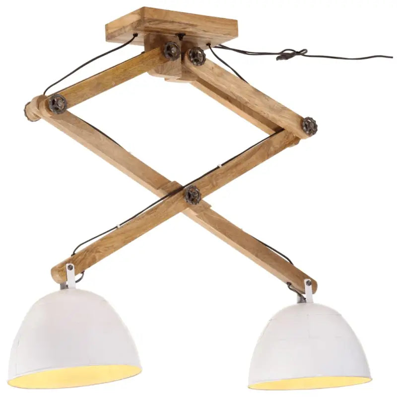Plafondlamp in industriële stijl met massief mangohout en verweerd rood - Wit / 1 - Lampen
