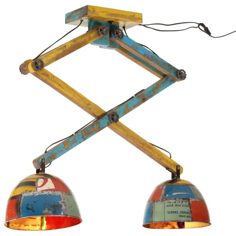 Plafondlamp in industriële stijl met massief mangohout en verweerd rood - Multikleur / 1 - Lampen