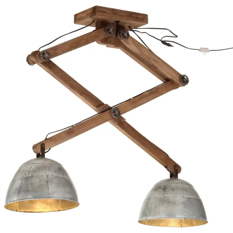 Plafondlamp in industriële stijl met massief mangohout en verweerd rood - Zilver / 1 - Lampen