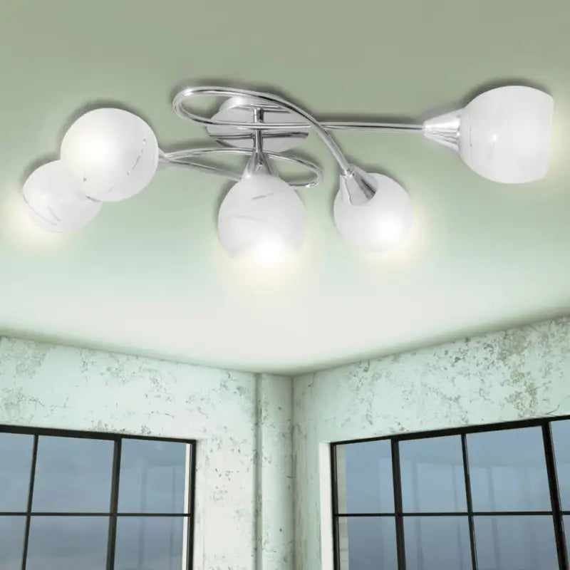 Plafondlamp met glazen behuizing en chromen afwerking voor moderne kamers - Plafondlampen