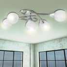 Plafondlamp met glazen behuizing en chromen afwerking voor moderne kamers - 1 / Rond - Plafondlampen