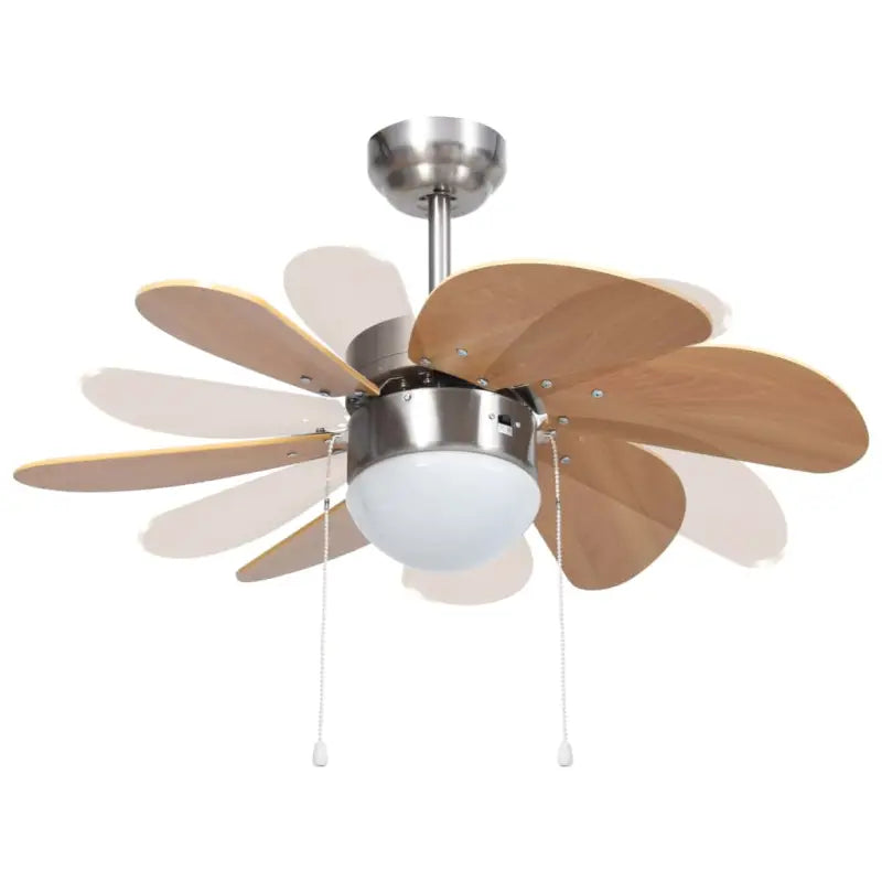 Plafondventilator van chroom en MDF voor koeling en verlichting - Plafondventilators