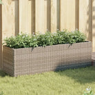 Plantenbak in poly rattan met nonwoven zak voor buitengebruik - Grijs / 105 x 30 x 32 cm / 2 - Bloempotten &