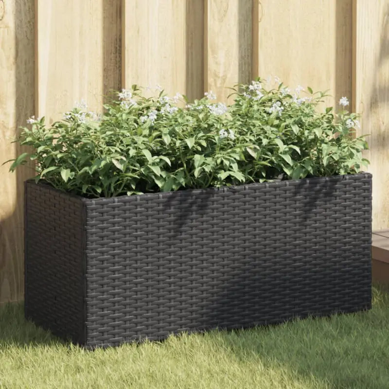 Plantenbak in poly rattan met nonwoven zak voor buitengebruik - Zwart / 72 x 30 x 32 cm / 1 - Bloempotten &