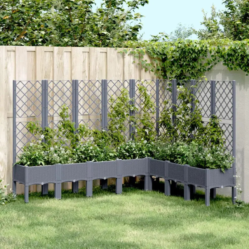 Plantenbak met latwerk voor klimplanten in tuin of op terras - Blauwgrijs / 200 x 160 x 142 cm / 1 - Bloempotten &