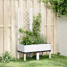 Plantenbak met latwerk voor klimplanten in tuin of op terras - Wit / 80 x 40 x 142 cm / 1 - Bloempotten & plantenbakken
