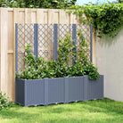 Plantenbak met latwerk voor klimplanten in tuin of terras - Blauwgrijs / 160 x 40 x 140 cm / 1 - Bloempotten &
