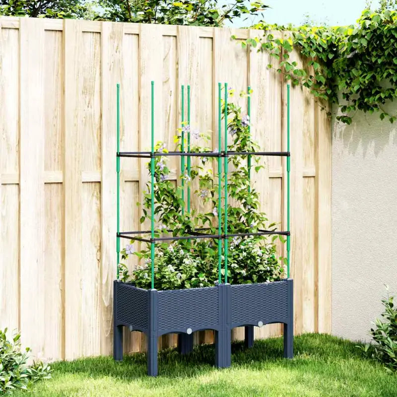 Plantenbak met latwerk voor klimplanten in tuin of terras - Blauwgrijs / 80 x 40 x 142.5 cm / 1 - Bloempotten &