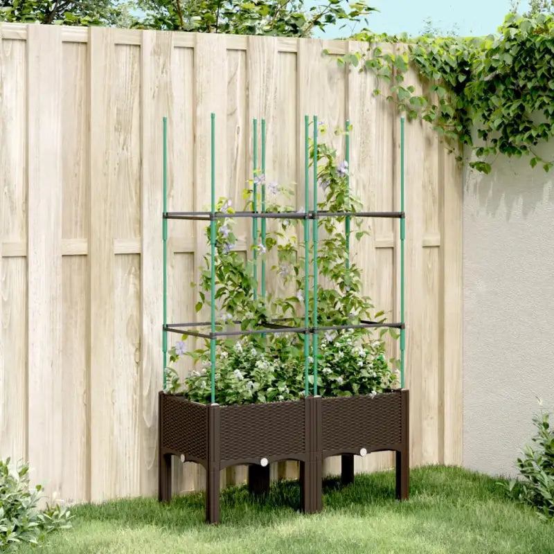 Plantenbak met latwerk voor klimplanten in tuin of terras - Bruin / 80 x 40 x 142.5 cm / 1 - Bloempotten & plantenbakken