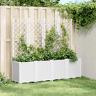 Plantenbak met latwerk voor klimplanten in tuin of terras - Wit / 160 x 40 x 140 cm / 1 - Bloempotten & plantenbakken