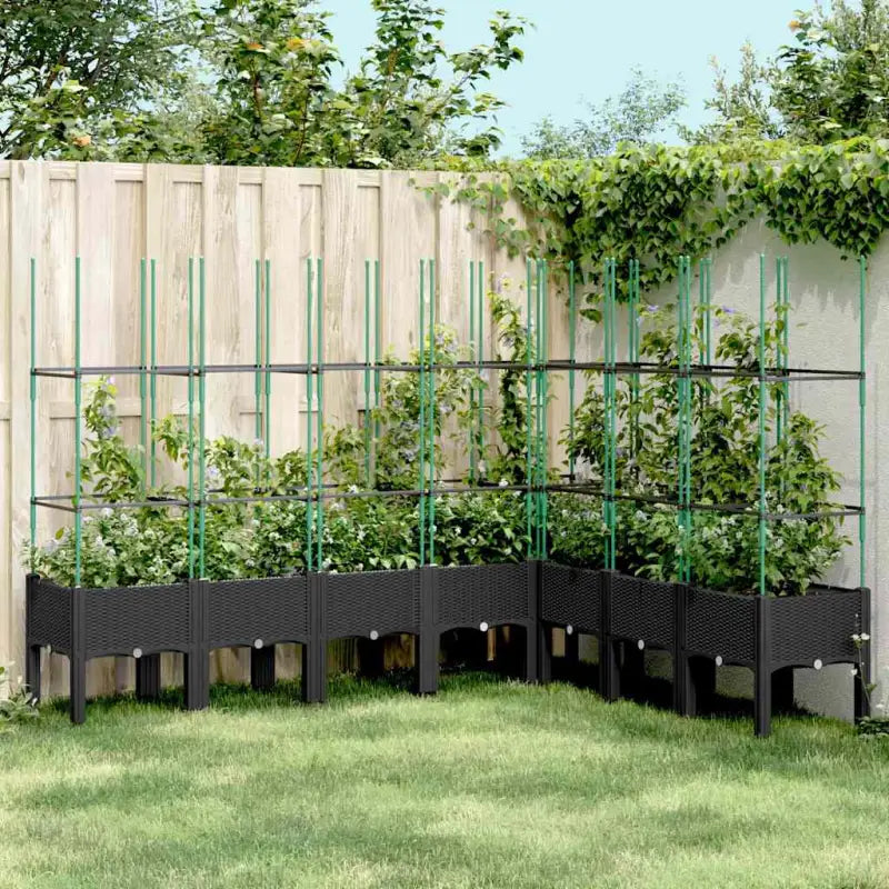 Plantenbak met latwerk voor klimplanten in tuin of terras - Zwart / 200 x 160 x 142.5 cm / 1 - Bloempotten &