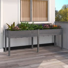 Plantenbak met voering van massief vurenhout voor tuin en terras - Grijs / 203 x 53 x 76 cm / 1 - Bloempotten &