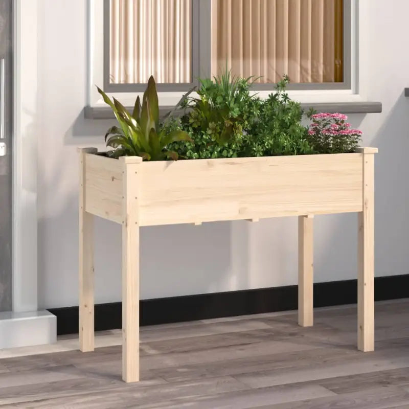 Plantenbak met voering van massief vurenhout voor tuin en terras - Naturel / 118 x 59 x 76 cm / 1 - Bloempotten &