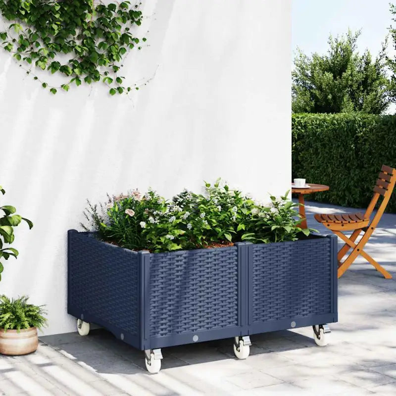 Plantenbak met wielen voor tuin en terras - Blauwgrijs / 100 x 80 x 54 cm / 1 - Bloempotten & plantenbakken