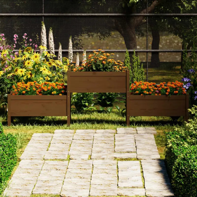 Plantenbak van massief grenenhout voor binnen en buitengebruik - Honingbruin / 245.5 x 44 x 75 cm / 1 - Bloempotten &