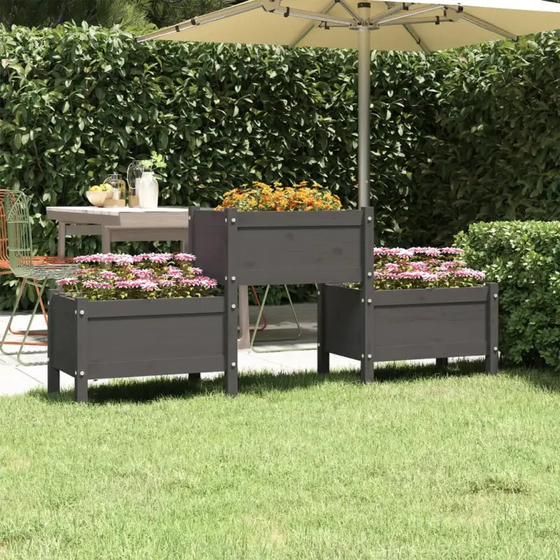 Plantenbak van massief grenenhout voor binnen en buitengebruik - Grijs / 178.5 x 44 x 75 cm / 1 - Bloempotten &
