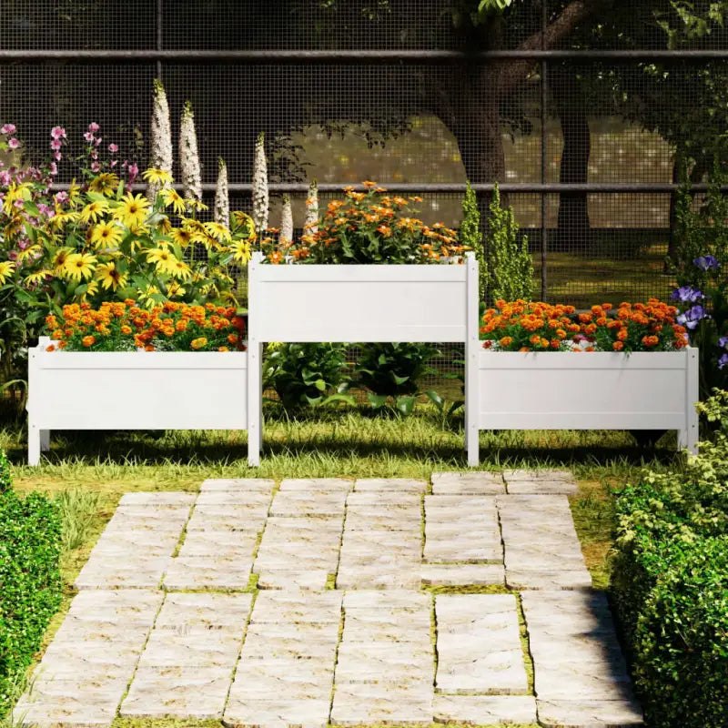 Plantenbak van massief grenenhout voor binnen en buitengebruik - Wit / 245.5 x 44 x 75 cm / 1 - Bloempotten &