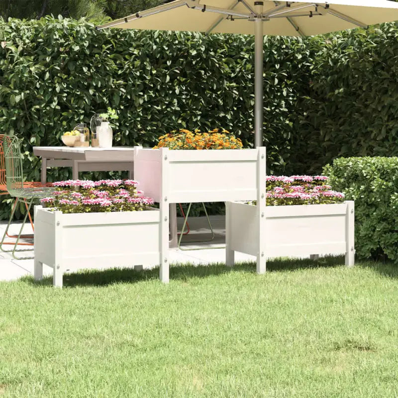 Plantenbak van massief grenenhout voor binnen en buitengebruik - Wit / 178.5 x 44 x 75 cm / 1 - Bloempotten &