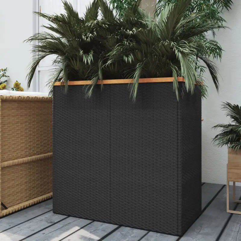 Plantenbak van poly rattan met kunststof binnenzak voor tuin en balkon - 80 x 40 x 80 cm / 1 - Bloempotten &