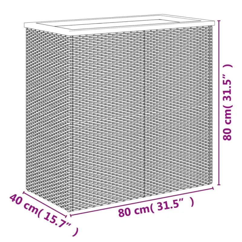 Plantenbak van poly rattan met kunststof binnenzak voor tuin en balkon - Bloempotten & plantenbakken