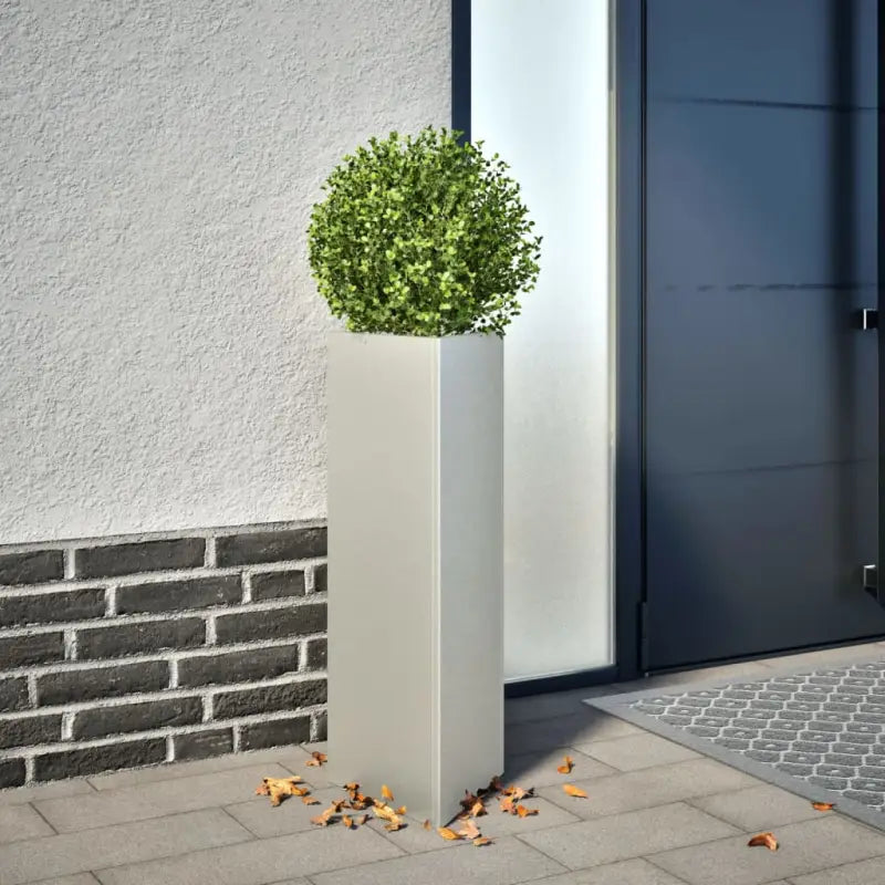 Plantenbak voor je favoriete planten en bloemen voor tuin of balkon - Roestvrij staal/Lichtgrijs / 30 x 26 x 75 cm / 2