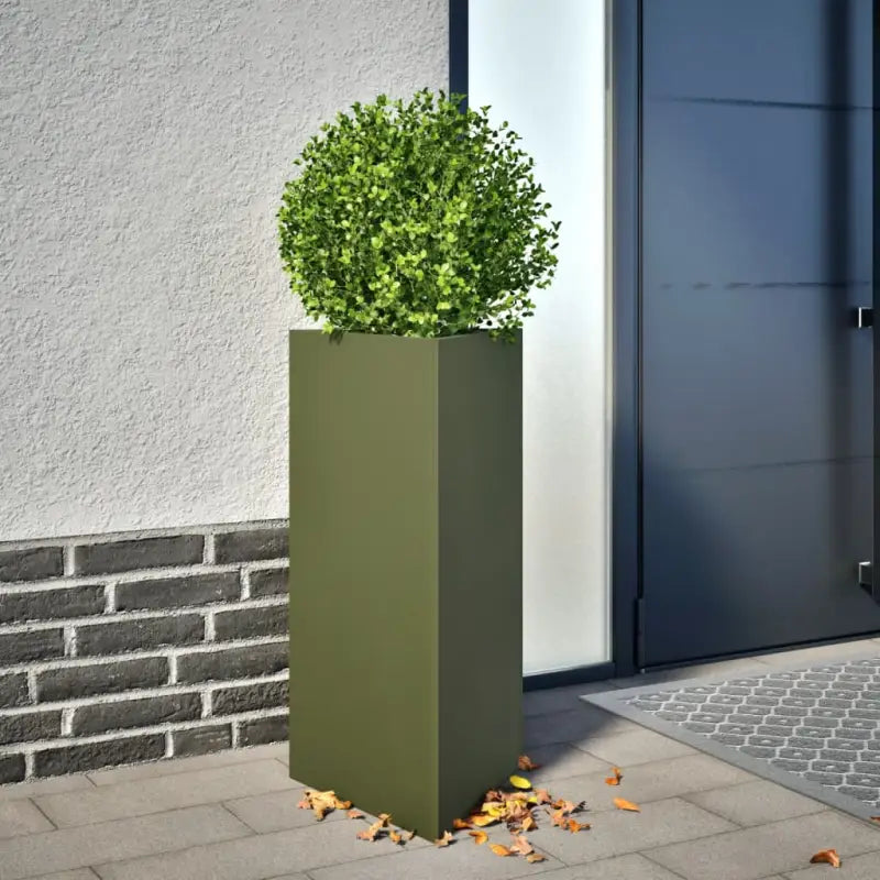 Plantenbak voor je favoriete planten en bloemen voor tuin of balkon - Staal/Groen / 40 x 34.5 x 70 cm / 1 - Bloempotten