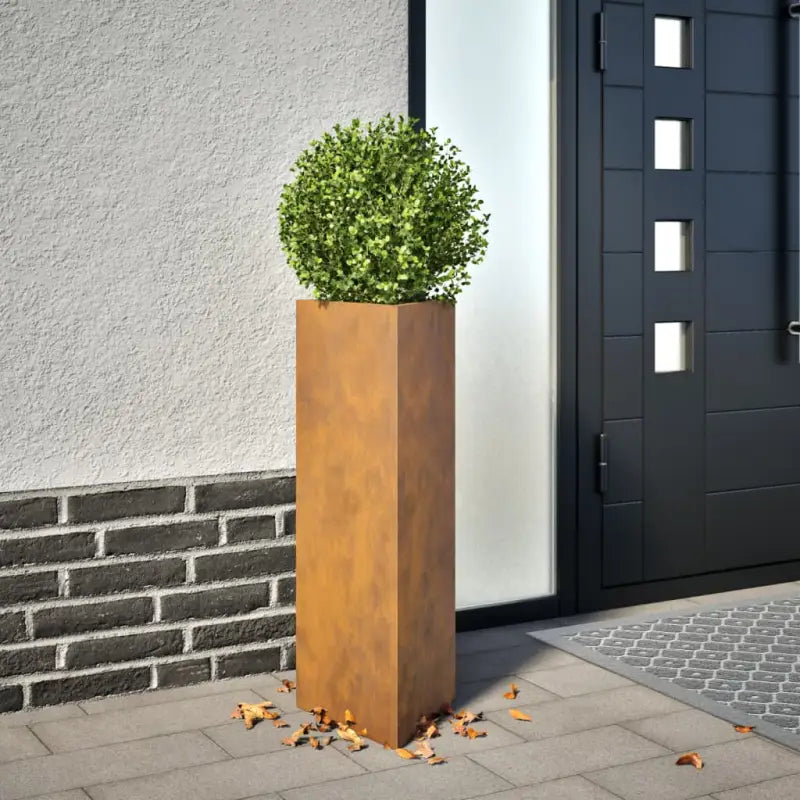 Plantenbak voor je favoriete planten en bloemen voor tuin of balkon - Cortenstaal/Bruin / 30 x 26 x 75 cm / 2