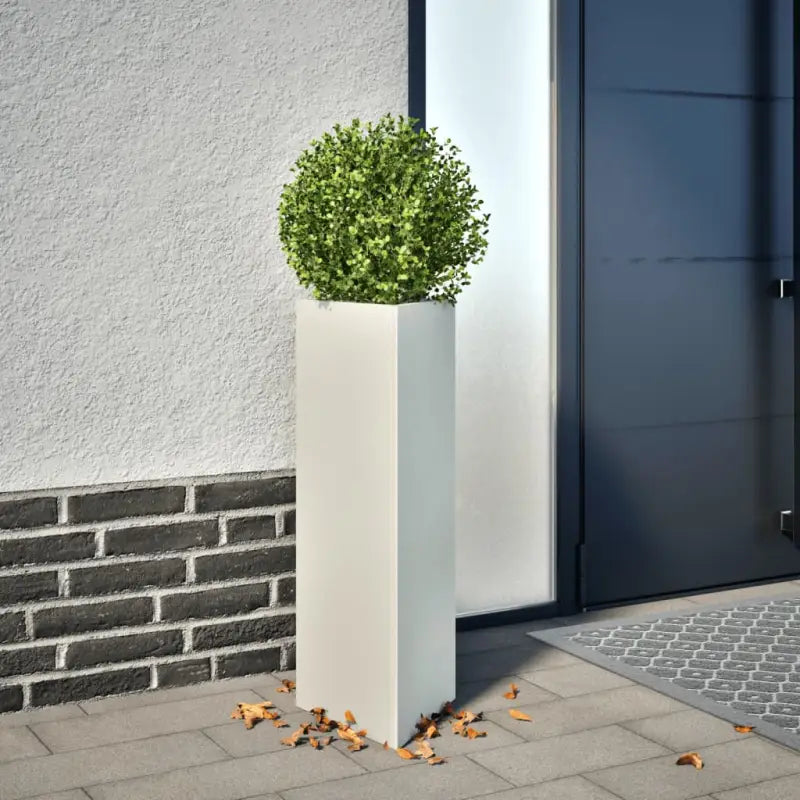 Plantenbak voor je favoriete planten en bloemen voor tuin of balkon - Staal/Wit / 30 x 26 x 75 cm / 1 - Bloempotten &