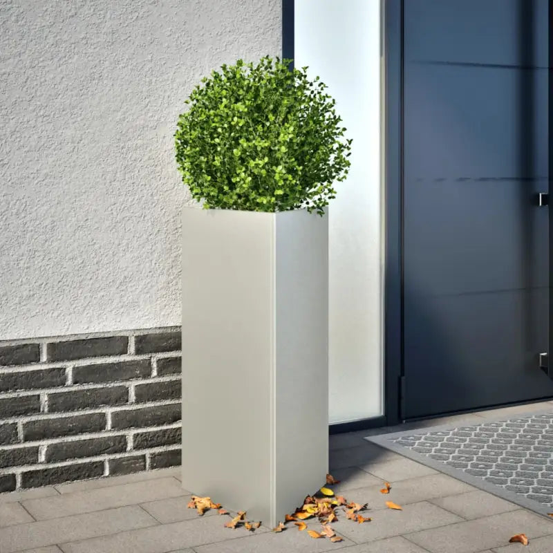 Plantenbak voor je favoriete planten en bloemen voor tuin of balkon - Roestvrij staal/Lichtgrijs / 40 x 34.5 x 70 cm