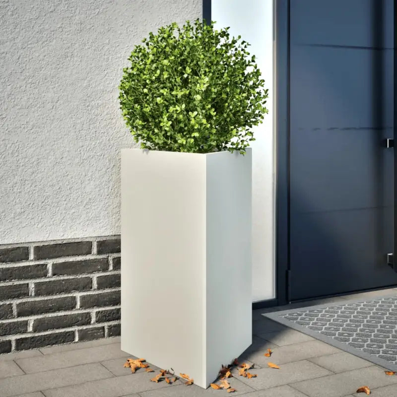 Plantenbak voor je favoriete planten en bloemen voor tuin of balkon - Staal/Wit / 50 x 43 x 75 cm / 2 - Bloempotten &