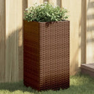 Plantenbakken van poly rattan met nonwoven zak voor buitengebruik - Bruin / 30 x 30 x 60 cm / 1 - Bloempotten &