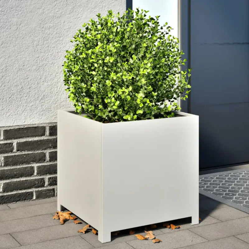 Plantenbakken voor je favoriete planten en bloemen voor tuin en balkon - Staal/Wit / 50 x 50 x 50 cm / 1 - Bloempotten