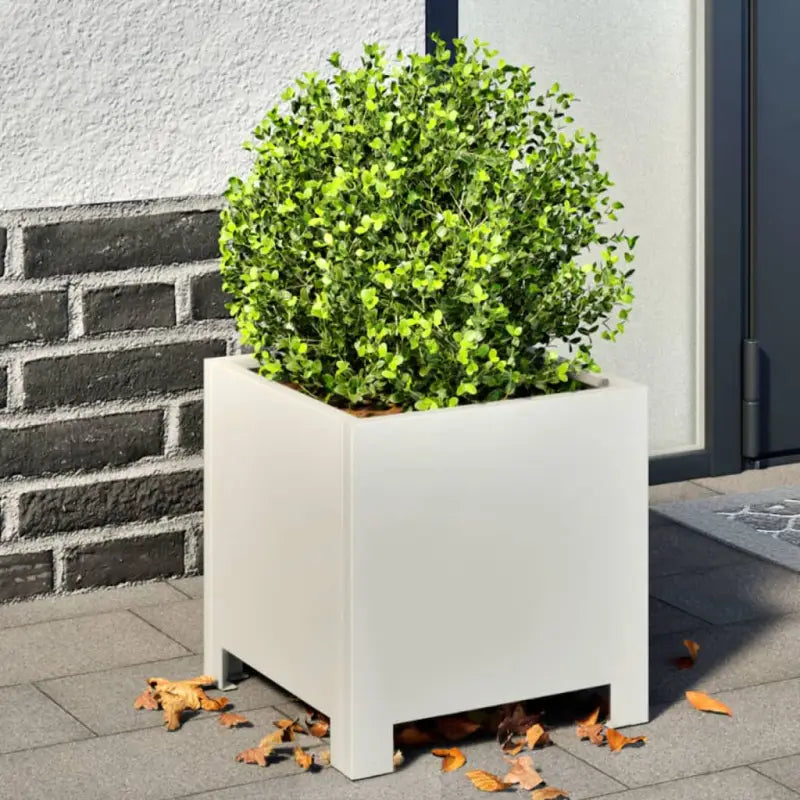 Plantenbakken voor je favoriete planten en bloemen voor tuin en balkon - Staal/Wit / 30 x 30 x 30 cm / 2 - Bloempotten