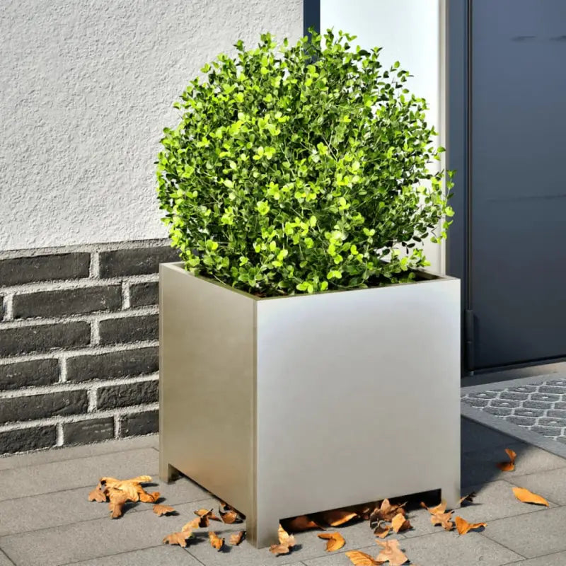 Plantenbakken voor je favoriete planten en bloemen voor tuin en balkon - Roestvrij staal/Lichtgrijs / 40 x 40 x 40 cm